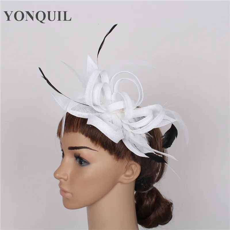 

Imitation Sinamay Fascinators With Feather Wedding Hair Accessories Bridal Hats Church Hats Millinery NEW ARRIVAL High Quality