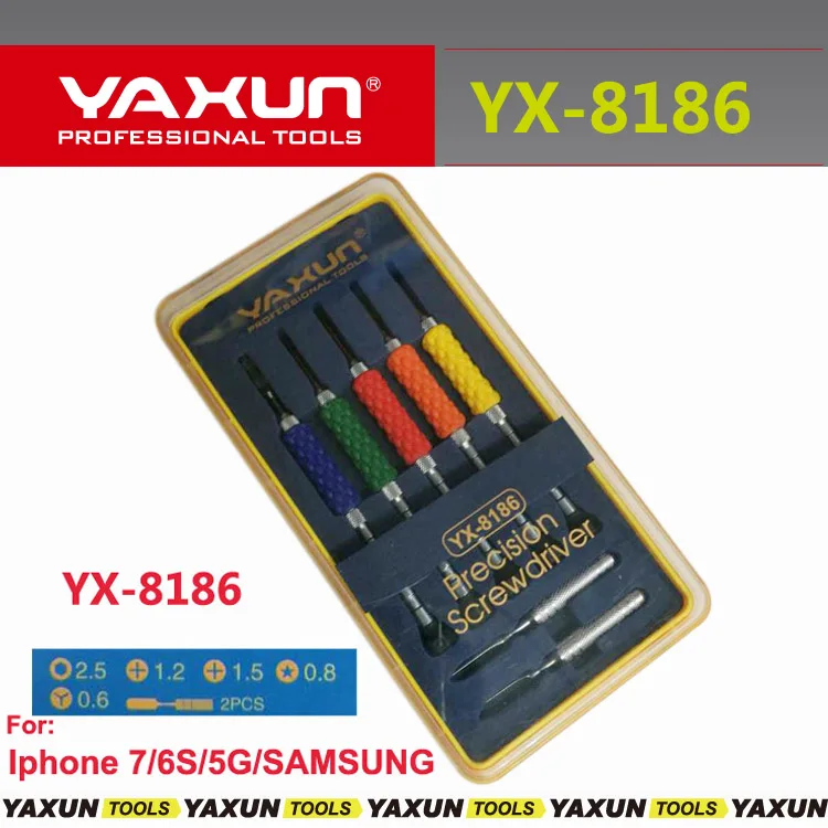 7 in 1 YAXUN YX8186 Opening Tool Kit For iPhone 7/6S/Samsung/Xiaomi/Vivo Repair Tools Set Disassemble Screwdriver set