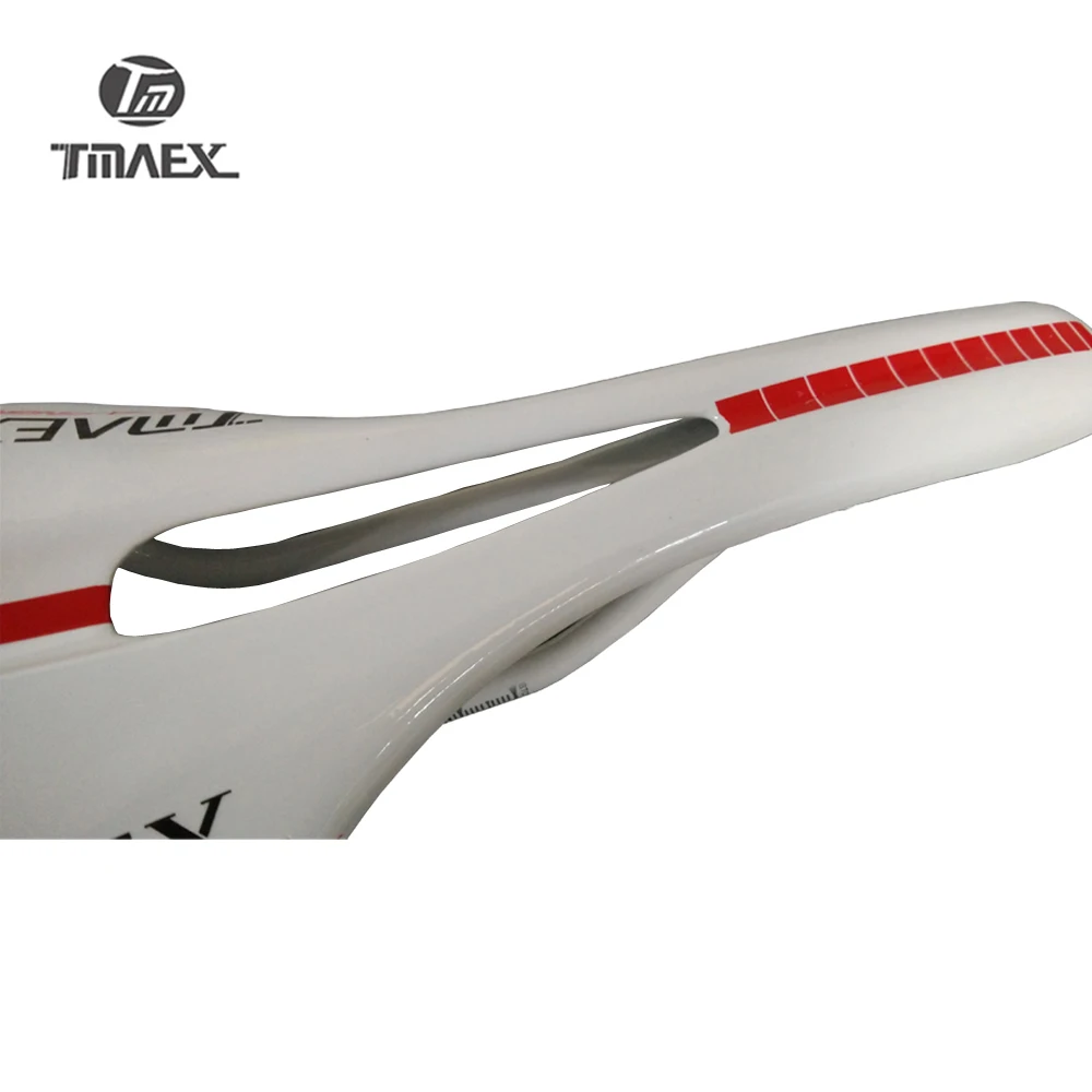 TMAEX-Ultra Light Mountain Bicycle Saddle, Road Bike, White Full Carbon Saddle, Cycling MTB Seat Cushion, 272x145mm, 120g