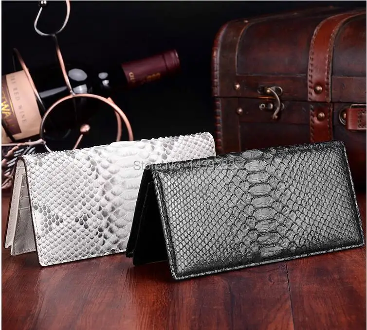 100%  Genuine/Real python skin leather long size  wallets and purse for men bank card holder beige and black color cash holder