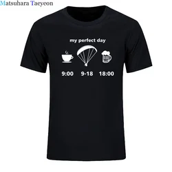 Men t-shirt Good quality 100% cotton summer my perfect paragliding day print short sleeves man t shirt Tops Tee TO09