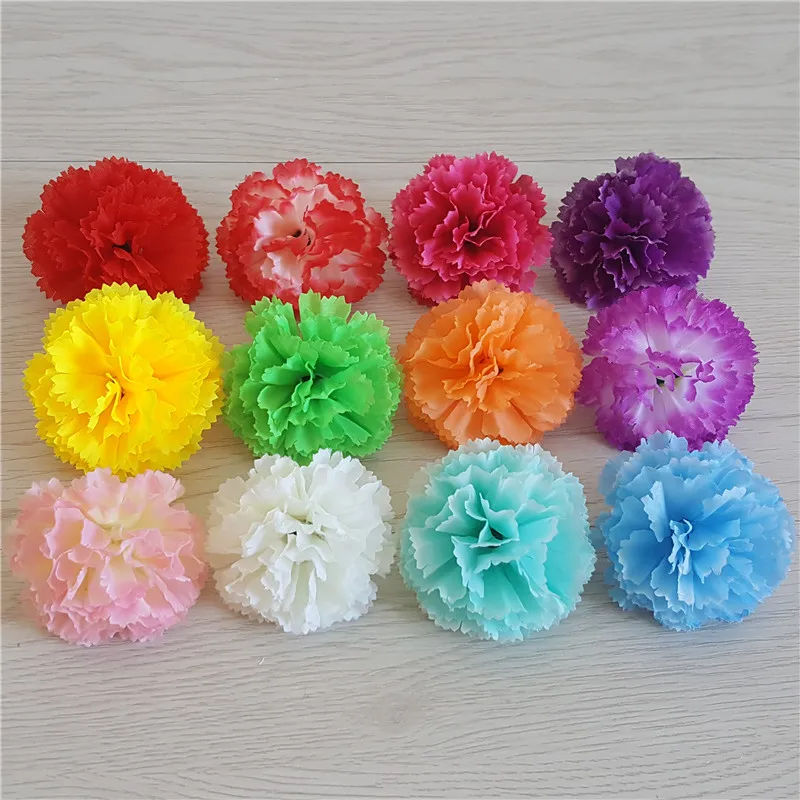 25pcs 5cm Artificial carnation Simulation Silk Flower Heads wedding DIY Jewelry Findings headware home decorative accessory