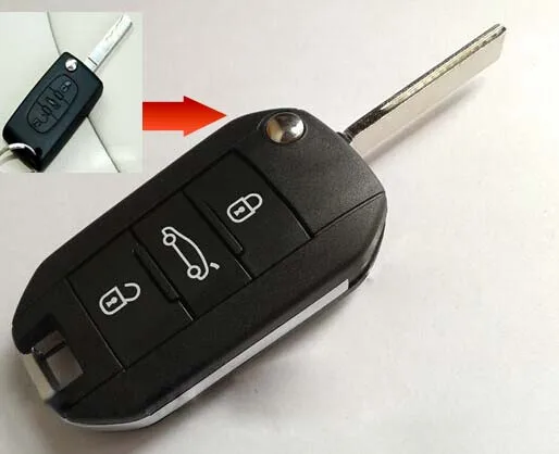 Brand New 3 Buttons Modified Folding Flip Remote  Key shell Case For Peugeot 307 407 408  With HU83 Groove Blade