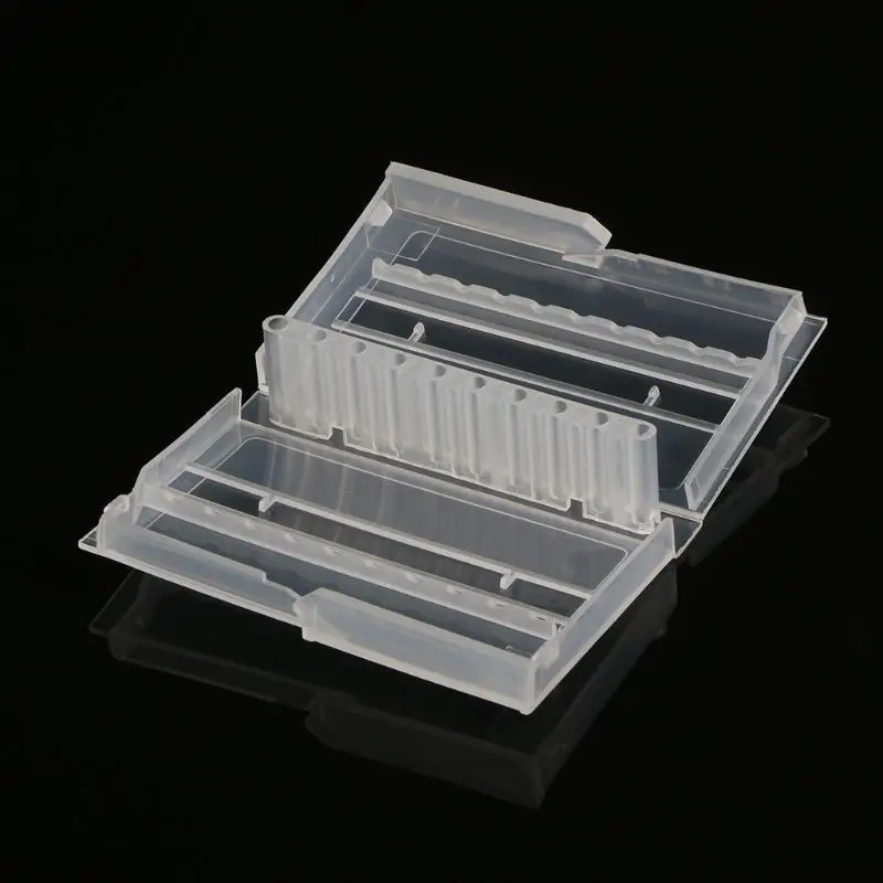 10 Holes Nail Drill Bit Case Plastic Empty Storage Box Milling Cutters Holder