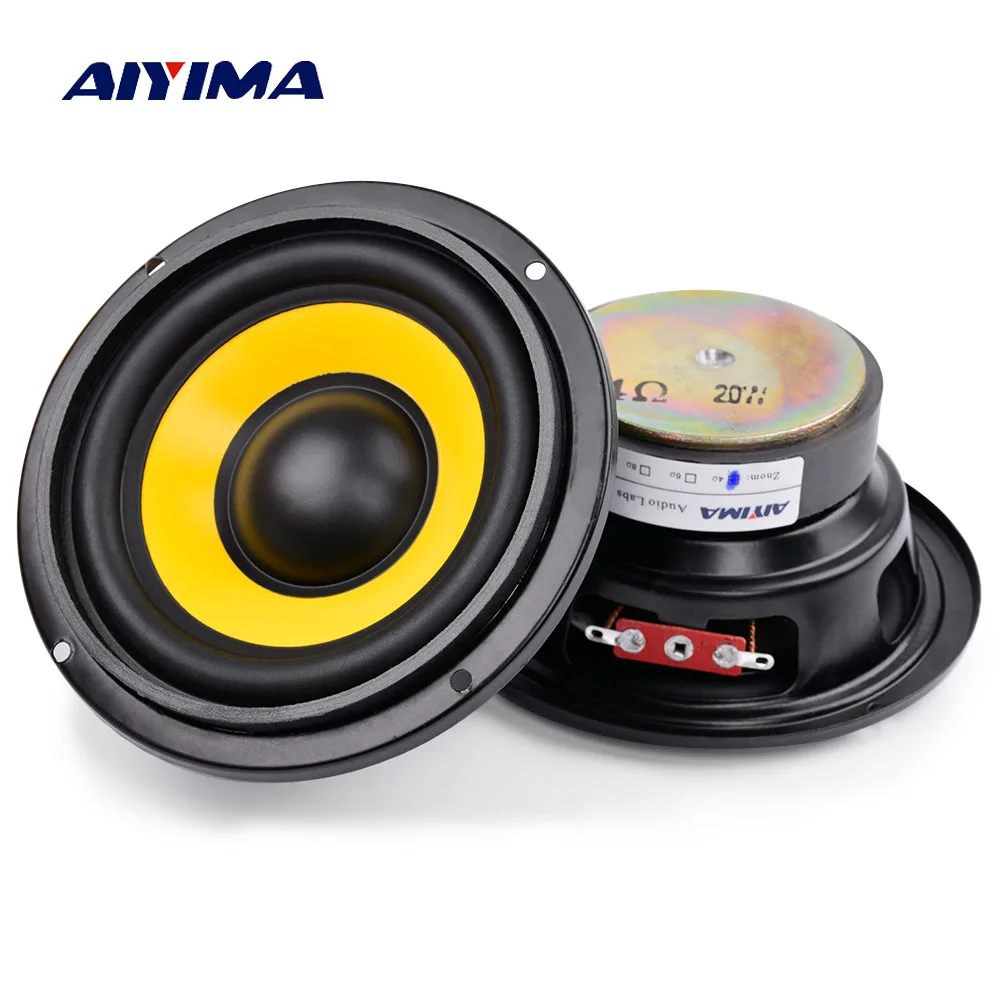 AIYIMA 2Pcs 4 inch Woofer Audio Speaker Portable Mini Stereo Speakers SubWoofer Full Range Car Horn Loudspeaker 4 Ohm /8Ohm 20W