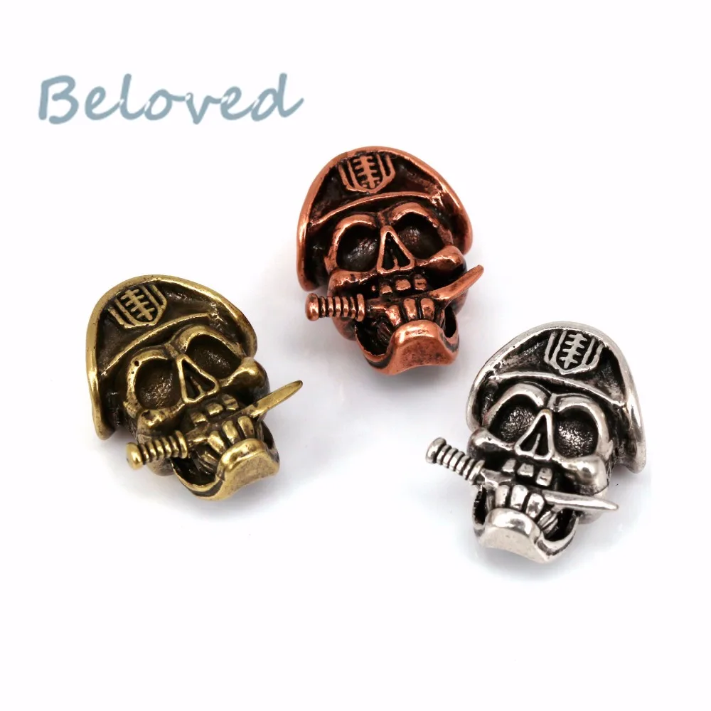 

Pirate Skull Metal Charms Knife Beads,Paracord Bracelet Accessories Survival,DIY Pendant Buckle for Paracord Lanyards, BG18194