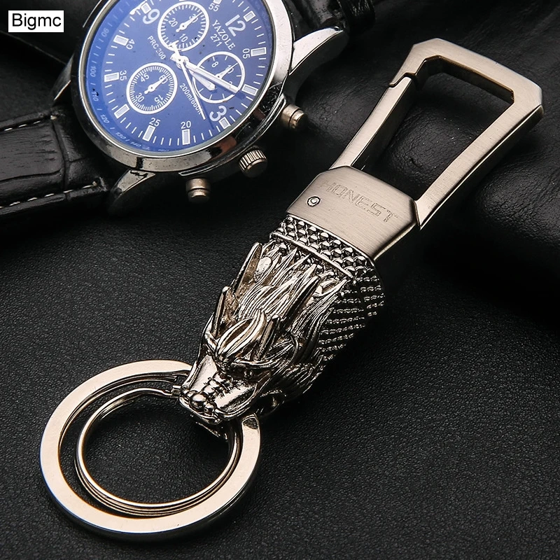 New Charm Alloy Dragon Men Keychain Bag Pendant Totem Boutique Car Key Chain Key Ring For Business Gift Holder Jewelry K1576