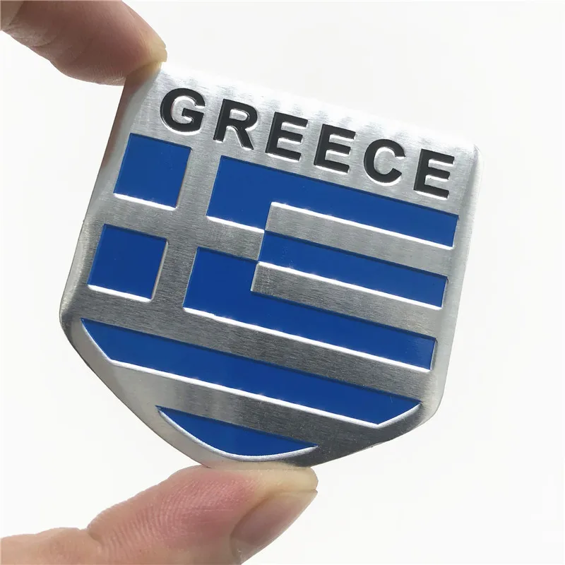 3D Aluminum Metal Heat-Resistant Greece National Flag Badge Car Front Grill Grille Emblem Sticker Motorcycle Racing Sports Decal