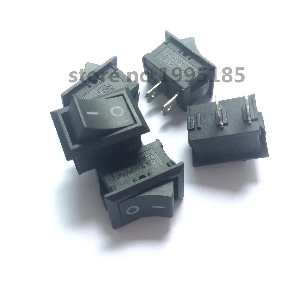 5Pcs/Lot Black Push Button Mini Switch 6A-10A 110V 250V KCD1  2Pin Snap-in On/Off Rocker Switch 5PCS/Lot 21MM*15MM BLACK