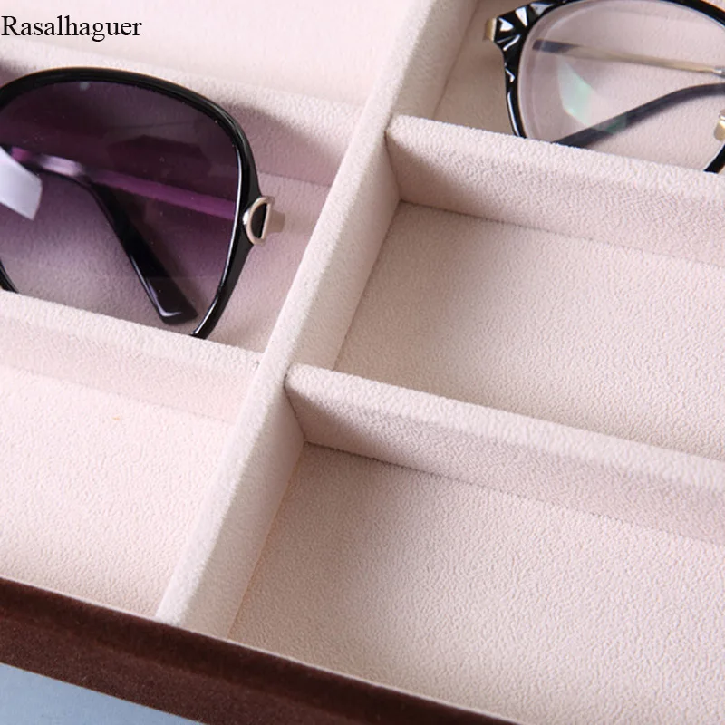 Beige Velvet 10Grids Sunglasses Display Box Sunglasses Display Jewelry Display Packaging Jewelry Organizer Tray Fashion Cases