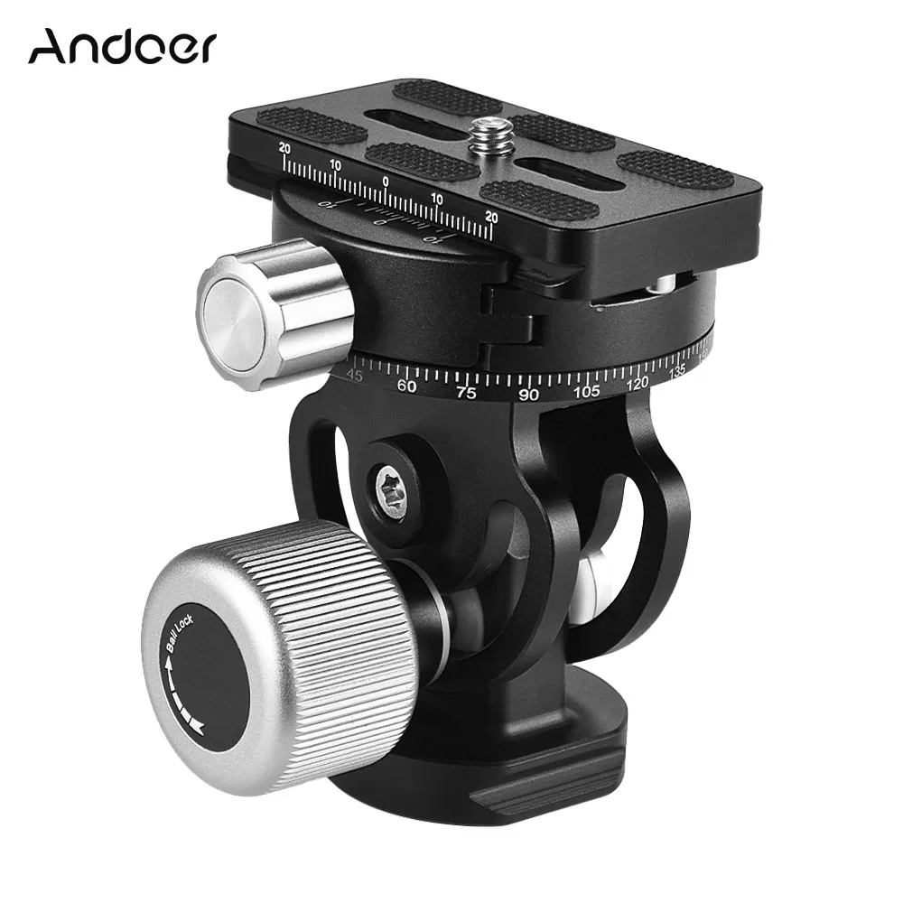 Andoer VH-10 2 Way Tripod Head Bird Watching Pan/Tilt Panoramic Head w/ Quick Release Plate Replacement for Sirui L10 RRS MH-02