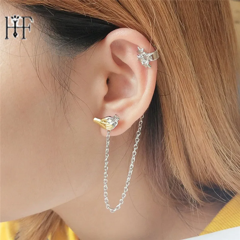 2025 Women's Earring Silver Color Fashion Jewelry Shake Hands Shape Earrings For Women Free Shipping Orecchini 1 pc