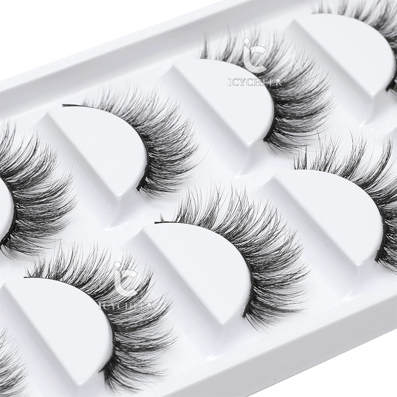 ICYCHEER Make-Up 5 Pairs Echt Nerz 3D Wimpern Falsche Wimpern 100% Sibirischen Nerz Natürliche Lange Starke Gefälschte Wimpern Handgemachte