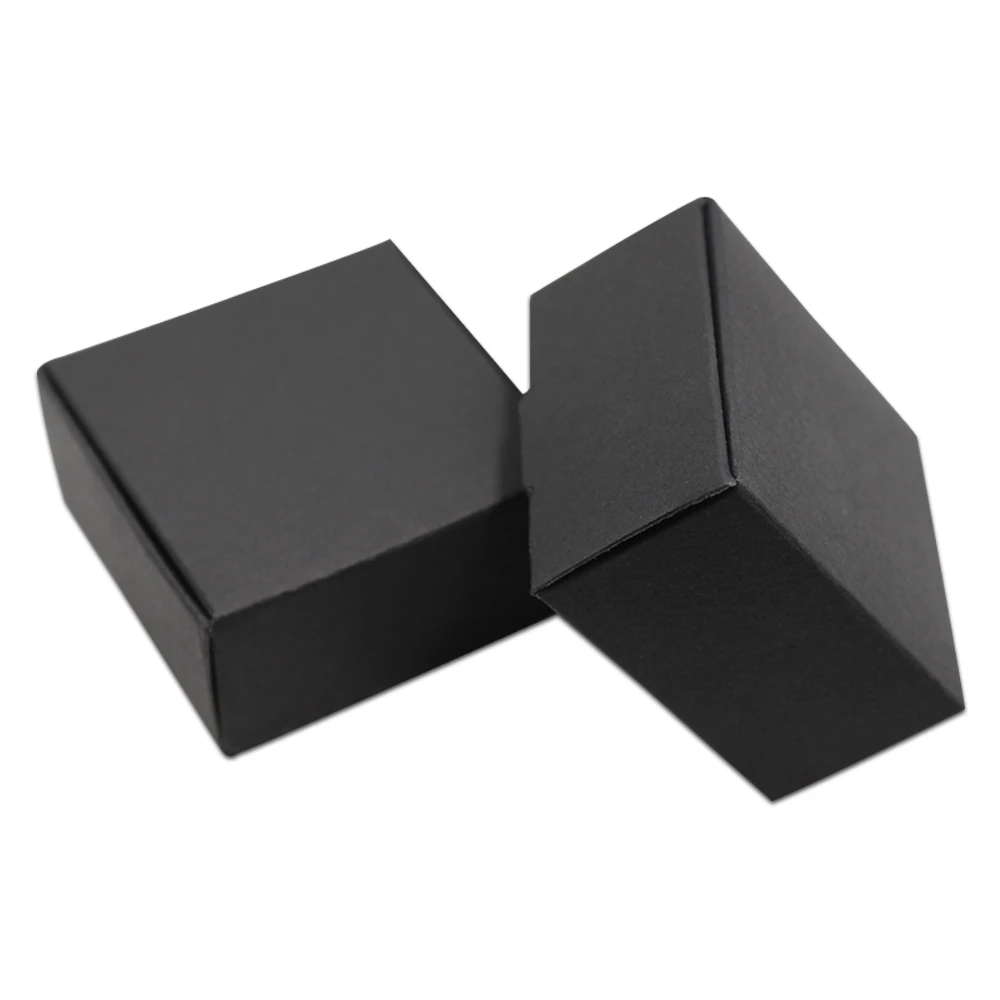 100PCS/ Lot Black Cardboard Paper Boxes Blank Kraft Paper Carton Box Folding DIY Soap Party Jewelry Crafts Gifts Packaging Box