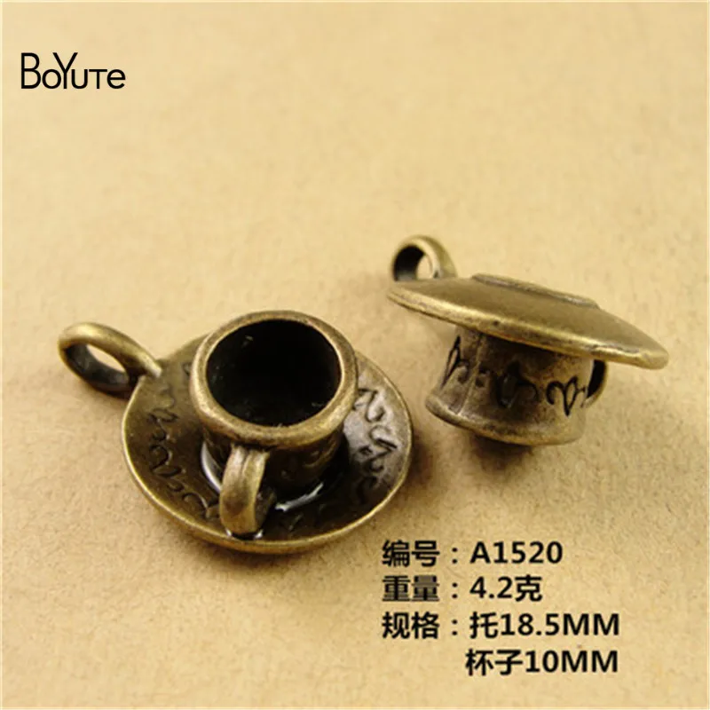 BoYuTe (40 Pieces/Lot) 18.5*10MM Wholesale Charms Vintage Antique Bronze Teacup Coffee Mug Charm Pendant Diy Jewelry Findings