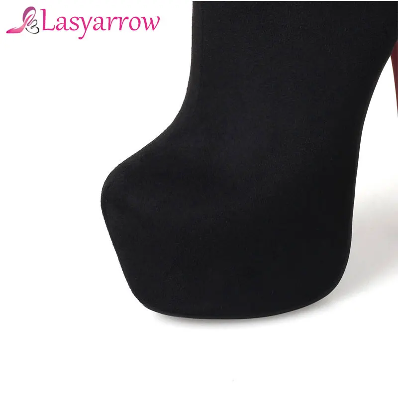 Lasyarrow Fashion Round Zipper Ankle Boot High Heels Short Boots Autumn Boots Shoes Winter Woman Shoe Platform Ankle Boots RM070