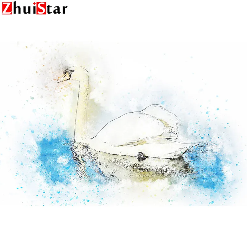 Zhui Star 5D Diamond DIY Diamond Painting Blue water white goose FULL Square Diamond Embroidery LWR