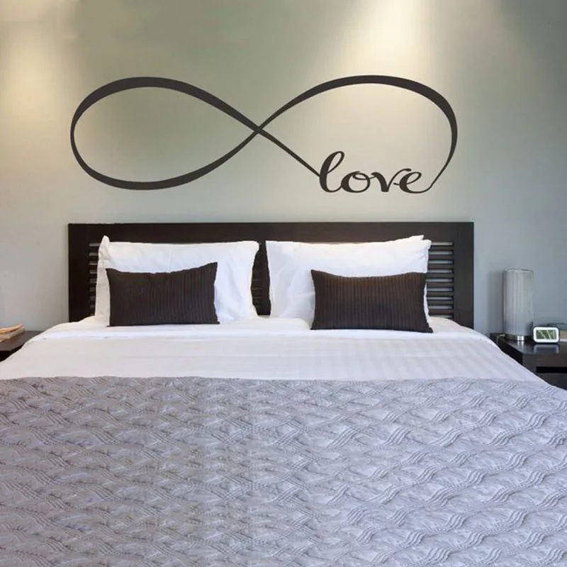 Love Infinity Wall Stickers Home Decor Bedroom Decor Infinity Symbol Word Vinyl Art Mural Couple Room Decal Wallpaper Decoration