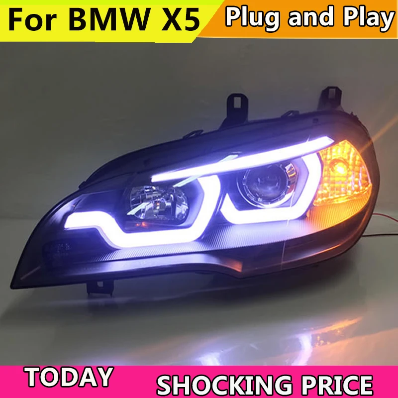 

doxa Car Styling for BMW X5 e70 2007-2013 Headlight for BMW X5 Head Lamp Auto LED DRL Double Beam H7 HID Xenon bi xenon lens