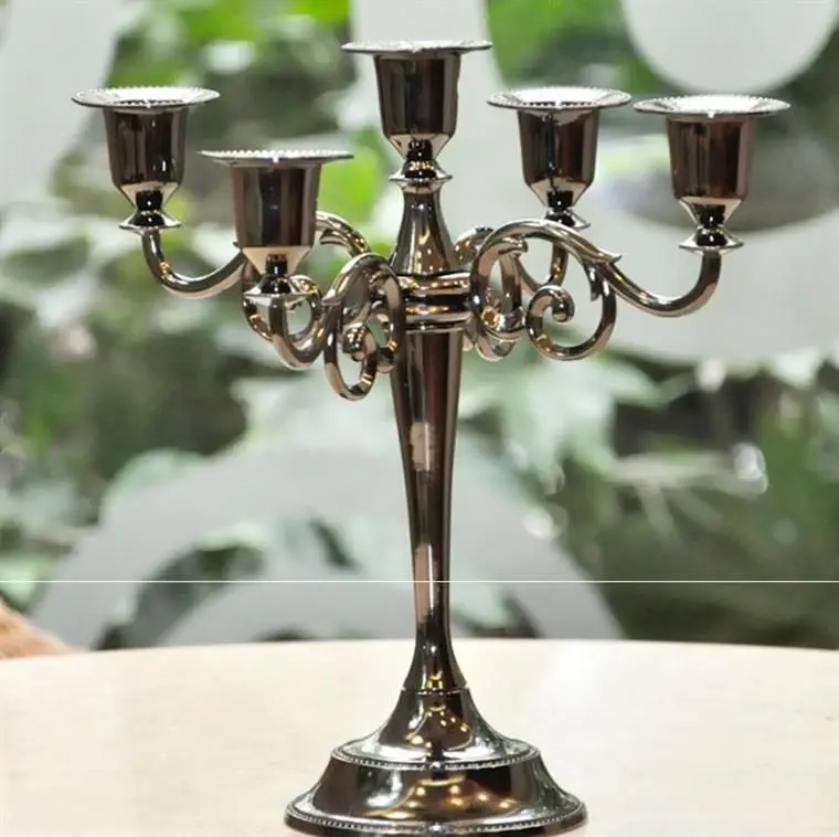 Hot Metal 7/5Head Gold-plated Candlestick Vertical Zinc Alloy High Quality Pillar Wedding Decoration Home Decoration Candlestick