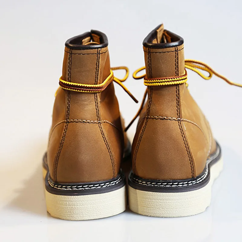 Italy Natural Leather Retro Safety Shoes Men Handmade Quality Lace Up High Top  Boots Couple Winter Working Ankle Boots