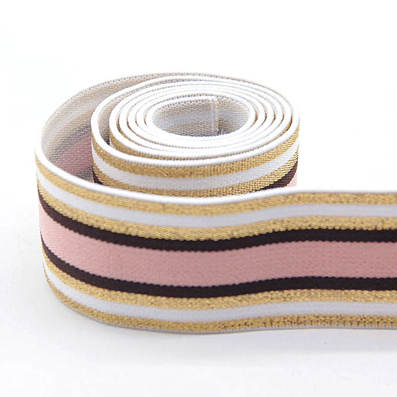 Rubber Band 4cm Width Soft Glitter Gold Silver Elastic Bands 40mm Sewing DIY Bag Hat Clothing Dress Garment Accessories 1M