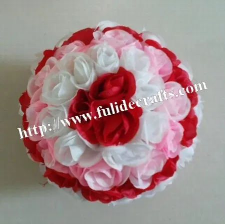 SPR 40cm mix white & red plastic Christmas artificial rose flower ball,weddings decoration