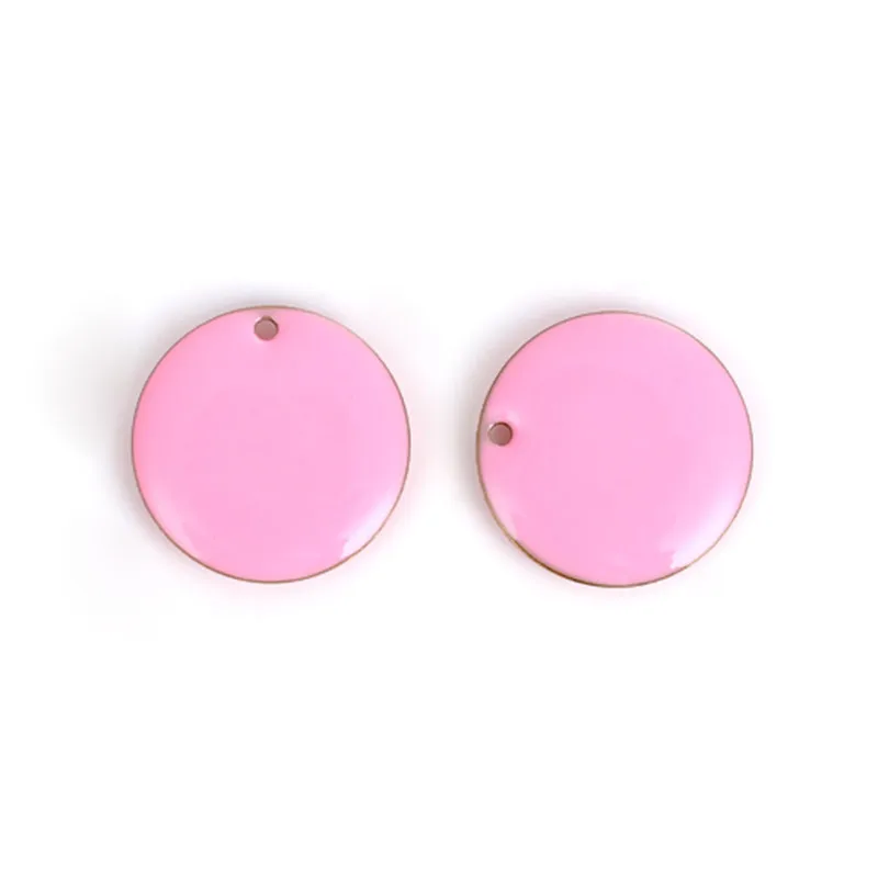 DoreenBeads Fashion Copper Enamelled Sequins Pendant Charms Round Unplated Colorful Enamel Jewelry DIY 20mm( 6/8