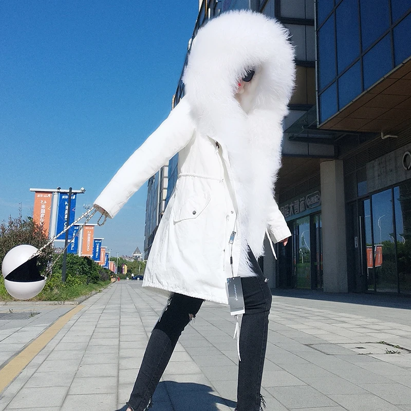 

2022 New Fashion Women's mongolia sheep fur Hooded Coat Medium long slim Faux fur Lined thick cotton Luxurious Winter Jacket
