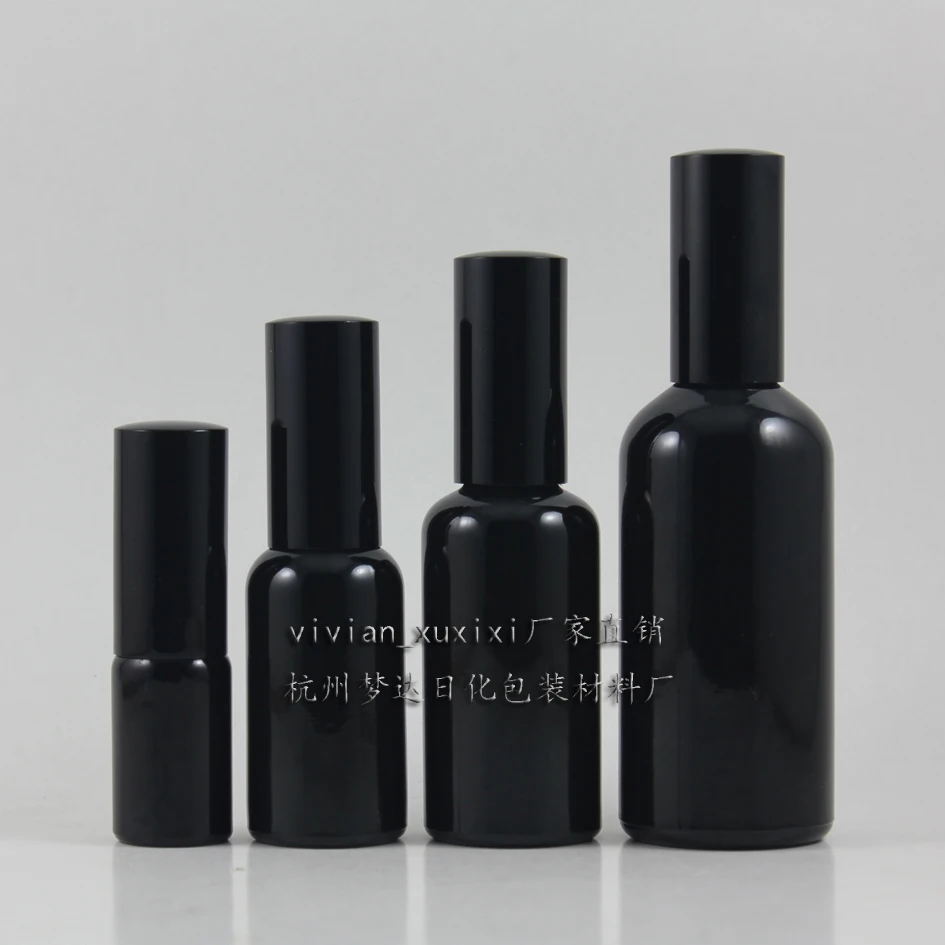 

wholesale 30ml shiny black travel refillable perfume bottle with black atomiser spray ,glass black 30ml perfume container