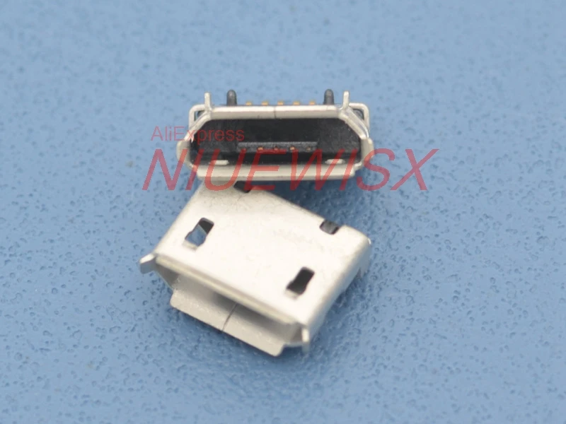50pcs Micro USB 5pin DIP Female Connector For Mobile Phone Mini USB Charging Socket Curly Mouth High Quality