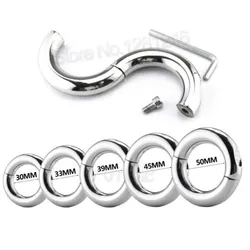 New 6 Size Stainless Steel Penis Ring Ball Stretcher Delay Lasting Metal Cock Ring Scrotum Restraint Testicular Sex Toys for Men