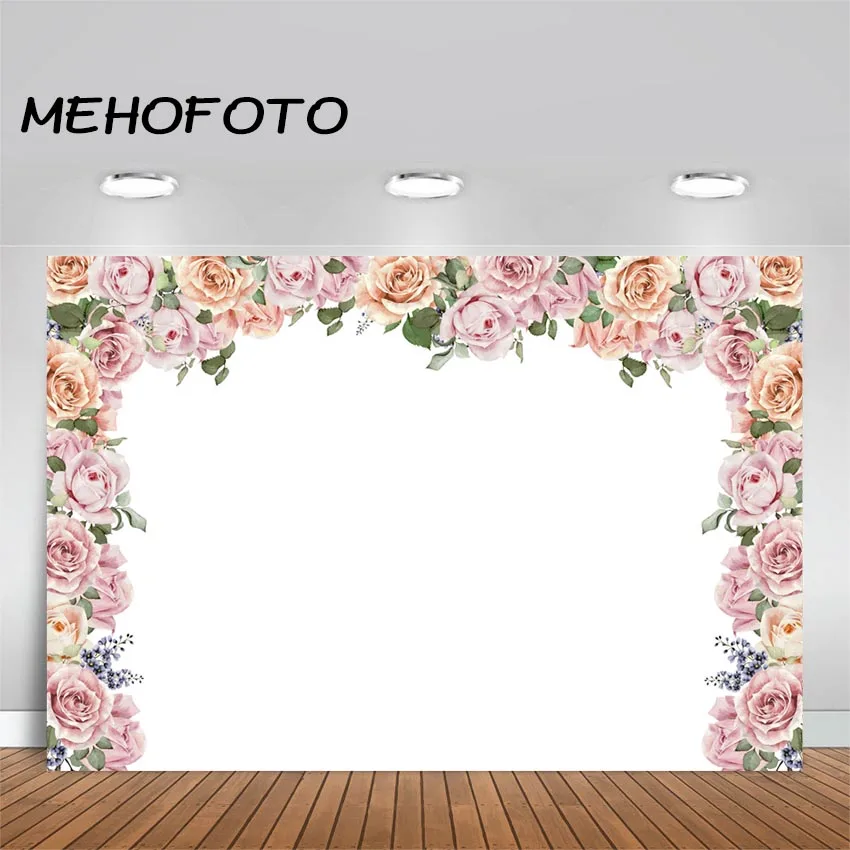 

Wedding Backdrop Floral Party Banner Photo Studio Photography Background Bride Shower Birthday Party Celebration for Photo Booth