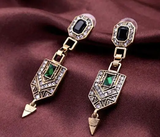 YaYi Jewelry New Multi Glass  Rhinestone Dangle Crystal Earring Women's Fashion Ancient Silver Color Gem Long Earrings Gift