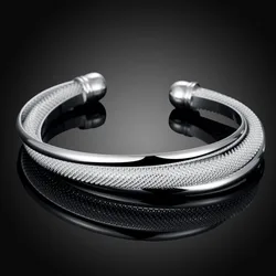 925 B019 simple new factory wholesale Silver bangle jewelry high quality silver color jewelry  cute women classic  bracelet