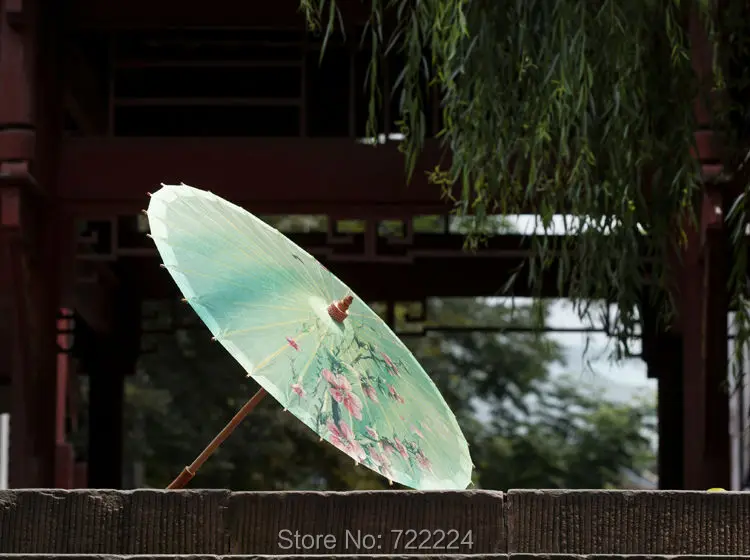 Dia 50CM Spring Peach Flower Scenery Paraguas for Child Small Craft Handmade Dance Parasol Dance Props Gift Oiled Paper Umbrella