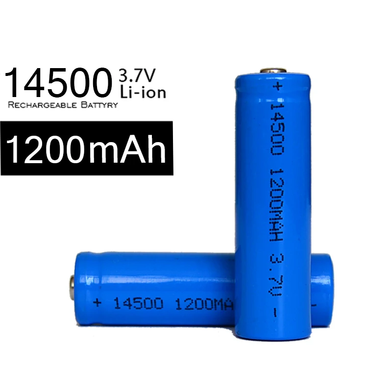 200pcs High Capacity 1200mah 14500 Battery 3.7v 1200MAH Rechargeable Lithium Batteries For LED Flashlight Laser Pen