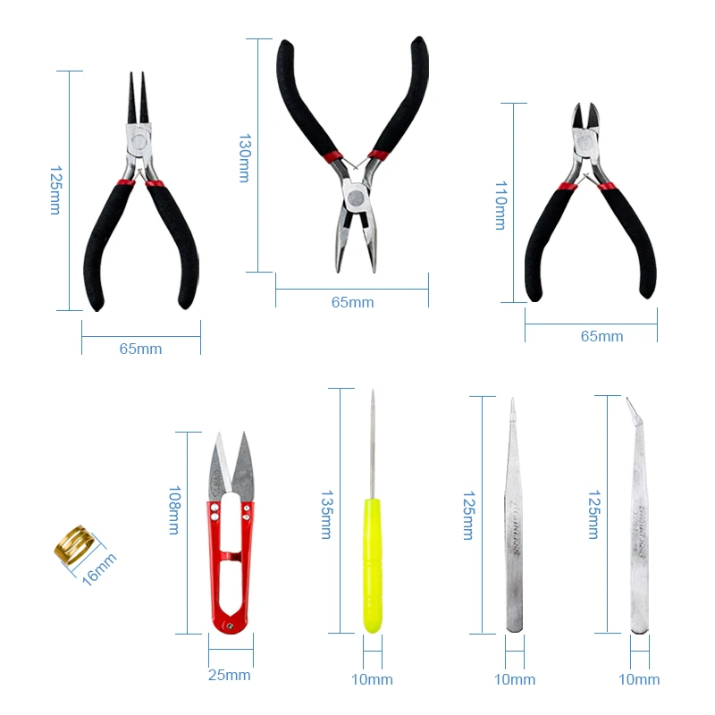 Juego de herramientas para hacer joyas de acero inoxidable, 8 Uds., con alicates, alicates de punta redonda, pinzas de tijera, Kit de herramientas para cuentas para pulsera, collar, bricolaje