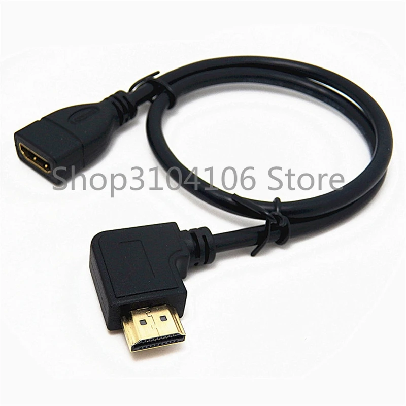 كابل عالي السرعة 90 درجة لأعلى ولأسفل واليسار واليمين متوافق مع HDMI ذكر إلى HD أنثى V1.4 للتلفزيون الصوتي 1080P DVD 0.5 متر