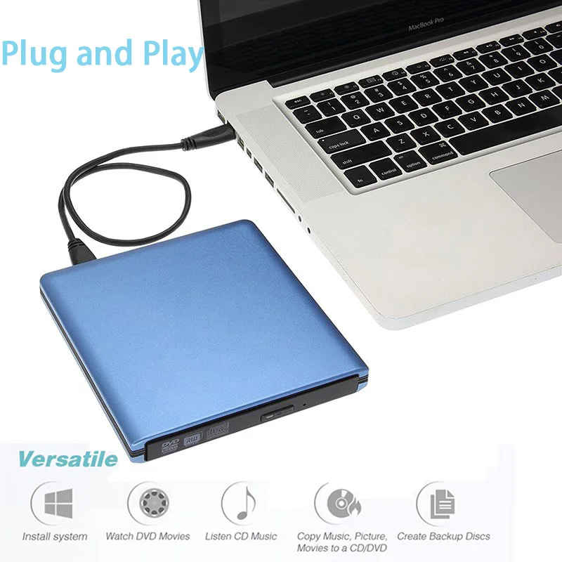 USB 3.0 DVD Drive, CD Burner Driver Drive-free High-speed Read-write Recorder External DVD-RW Player Writer Reader For MAC
