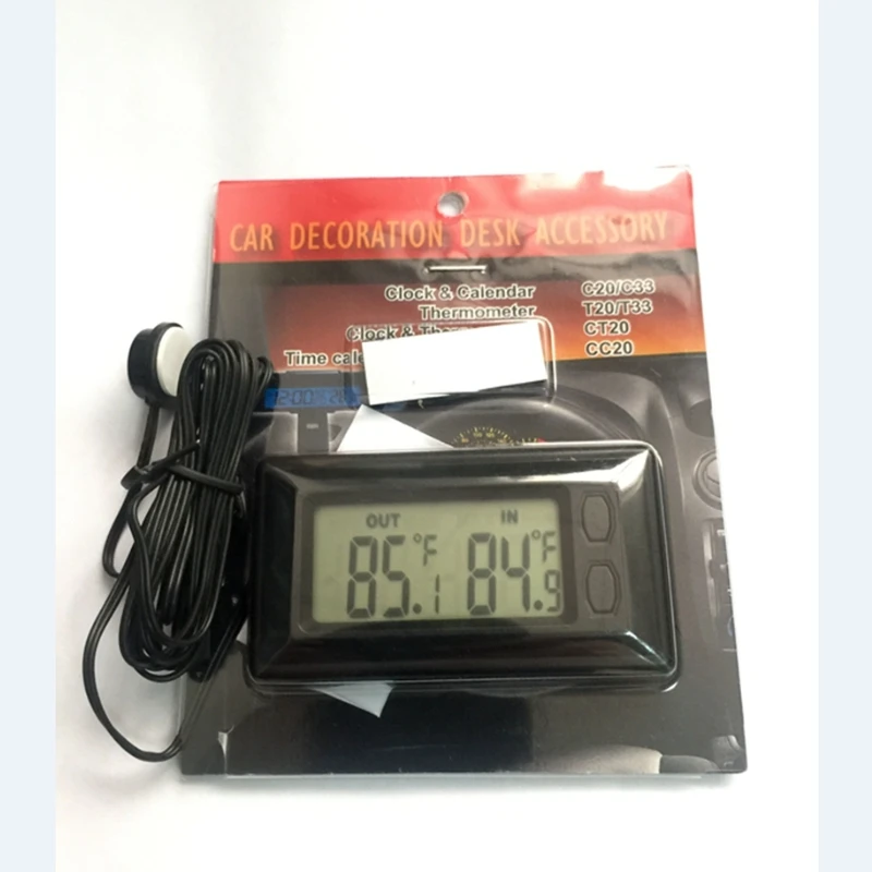 Mini termometro digitale per auto Celsius Fahrenheit 1.5M sensore esterno In/Out Tester elettronico di temperatura per auto Max Min Record