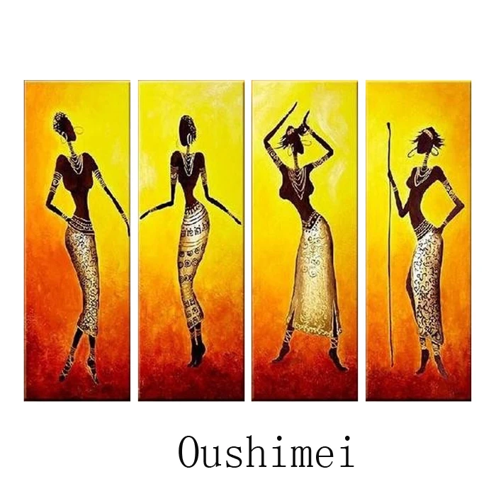 Hand Painted Picture Sexy India Dancer Paintings On Canvas Oil Painting Handmade Wall Art African Black Women Portrait Pictures