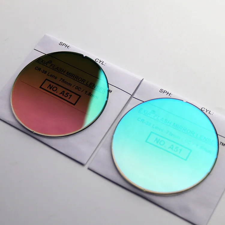 

EXIA A51 Light Color Flat Sunglasses Lens Green Flash Mirror UV400 SHMC Base Curve 0