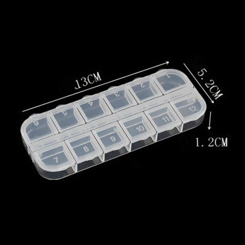 12 Detachable Clear Plastic Rhinestone Nail Art Tools Jewelry Display Storage Box Case Organizer Holder Beads