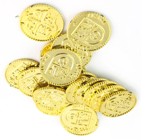 Cool fancy1000pc plastic Spanish pirate treasure gold coins props toys Halloween birthday party cosplay kids favors bag fillers