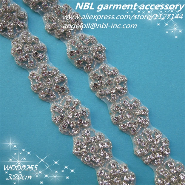 

(10 YARDS) Wholesale iron on bridal rhinestone beaded trim iron on for wedding dress sash DIY iron on WDD0255