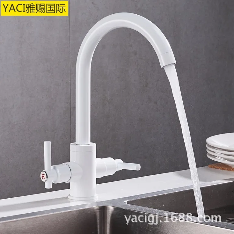 Vidric Foreign trade double kitchen hot and cold faucet paint white sink faucet