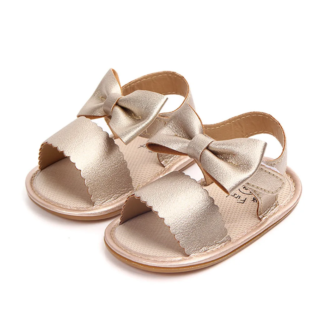 Hot Sale Newborn Baby Girls Summer Princess Two Colors Bowknot Fashion Soft Sole Shoes 0-18M