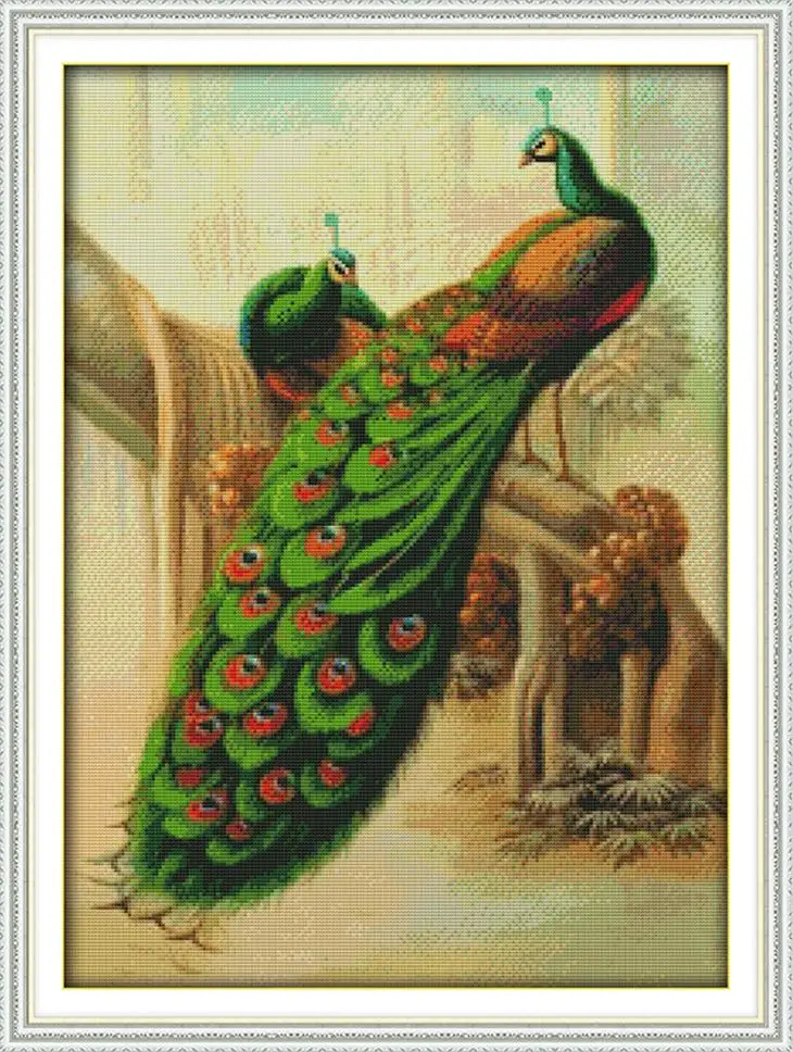 

Needlework,DIY Cross stitch,Full Embroidery kit,Forest love bird peacock couple Cross-Stitch home wall decor painting wholesale