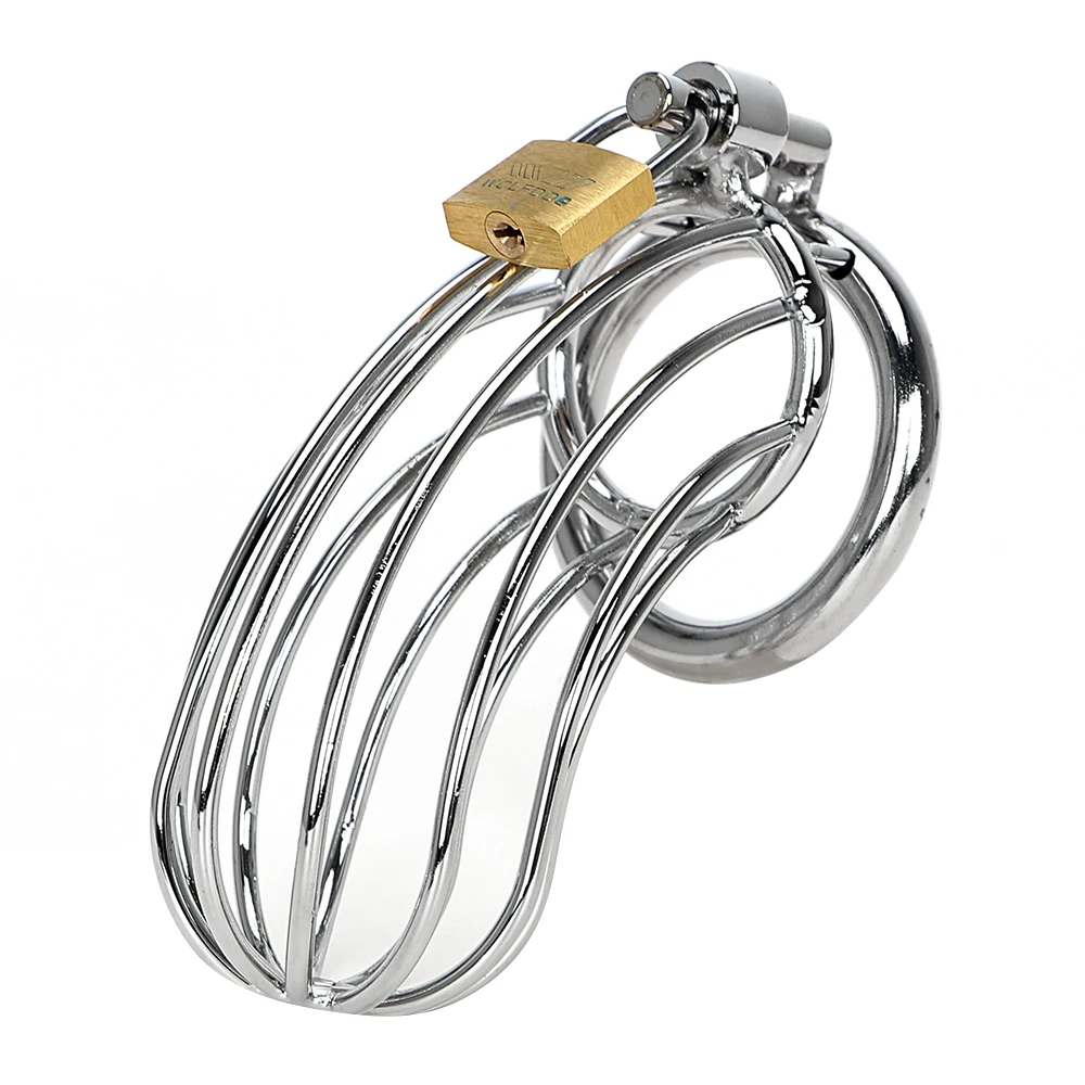 IKOKY Cock Cage Sex Toys for Men Lockable Stainless Steel Penis Cock Ring Sleeve Lock Male Chastity Device Chastity Belt